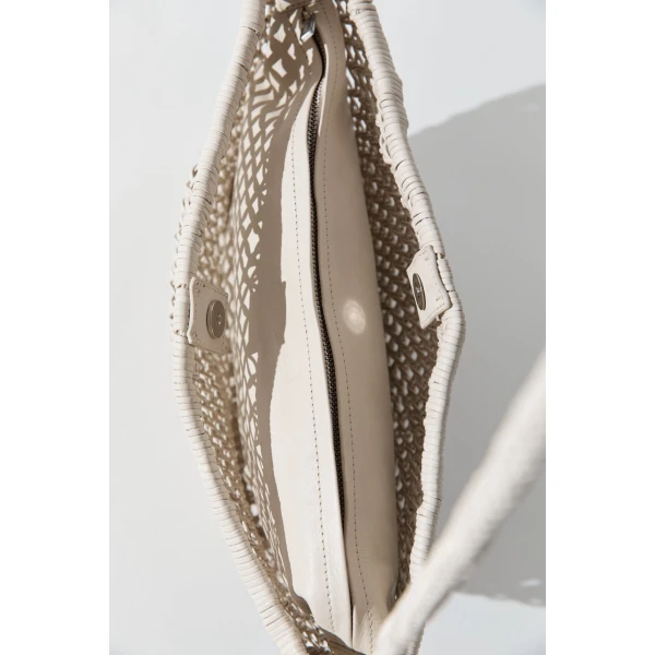 St. Agni Mesh Crescent Bag in Ecru, view 5