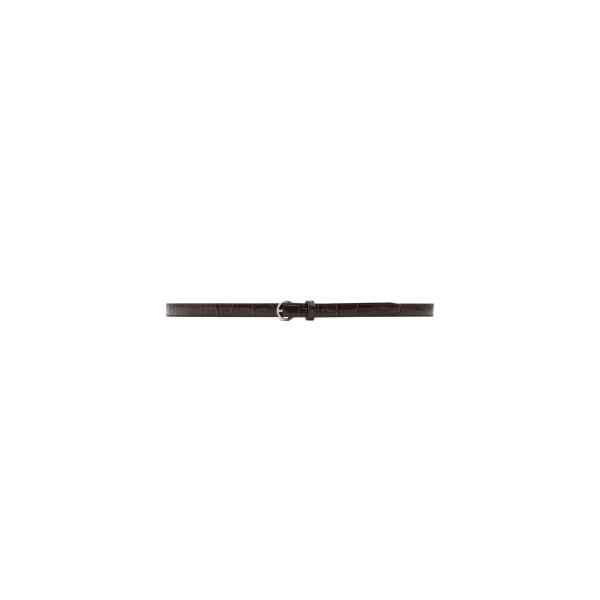 Minimal Slim Belt in Croc Embossed Black