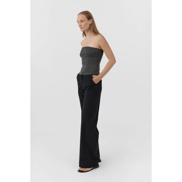 St. Agni Organic Cotton 90s Strapless Top in Dark Moss, view 4