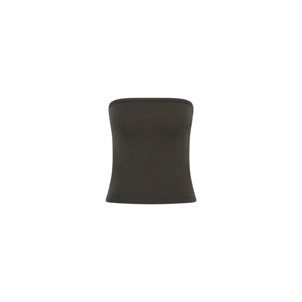 St. Agni Organic Cotton 90s Strapless Top in Dark Moss