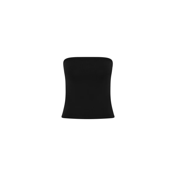 Organic Cotton 90s Strapless Top in Jet Black