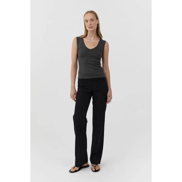 St. Agni Organic Cotton 90s Top in Dark Moss, view 2