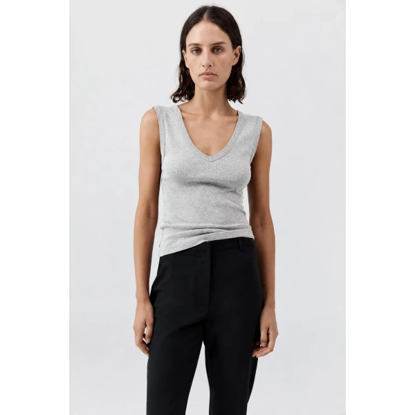 St. Agni Organic Cotton 90s Top in Grey Marle, view 5