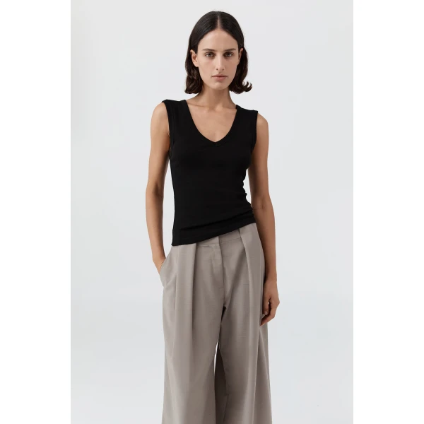 St. Agni Organic Cotton 90s Top in Jet Black, view 6