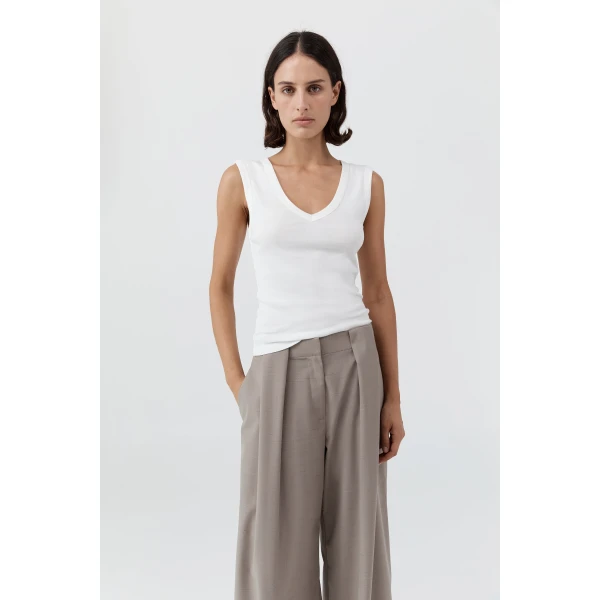 St. Agni Organic Cotton 90s Top in White, view 2