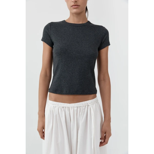 St. Agni Organic Cotton Baby Tee in Charcoal Melange, view 3