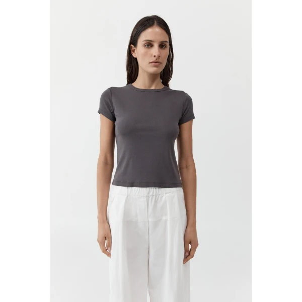 St. Agni Organic Cotton Baby Tee in Soot, view 2