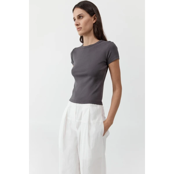 St. Agni Organic Cotton Baby Tee in Soot, view 4