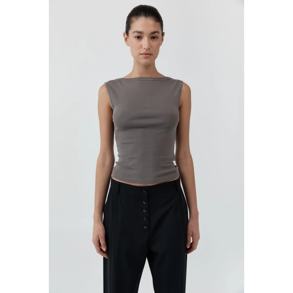 St. Agni Organic Cotton Ballerina Top in Clay, view 2