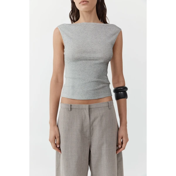 St. Agni Organic Cotton Ballerina Top in Grey Marle, view 3