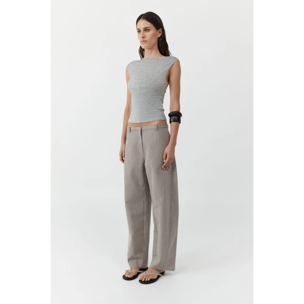 St. Agni Organic Cotton Ballerina Top in Grey Marle, view 4