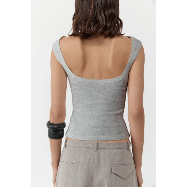 St. Agni Organic Cotton Ballerina Top in Grey Marle, view 5