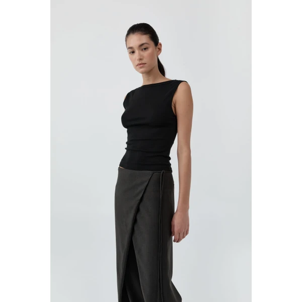 St. Agni Organic Cotton Ballerina Top in Jet Black, view 2
