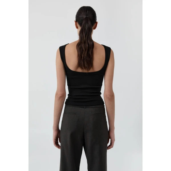 St. Agni Organic Cotton Ballerina Top in Jet Black, view 3