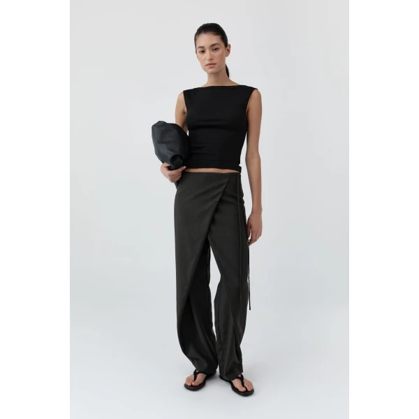 St. Agni Organic Cotton Ballerina Top in Jet Black, view 4