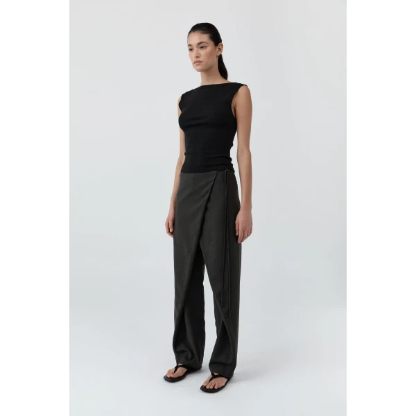 St. Agni Organic Cotton Ballerina Top in Jet Black, view 5