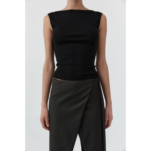St. Agni Organic Cotton Ballerina Top in Jet Black, view 6