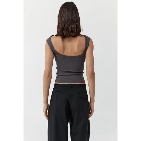 St. Agni Organic Cotton Ballerina Top in Soot, view 4