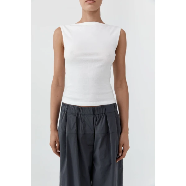 St. Agni Organic Cotton Ballerina Top in White, view 6