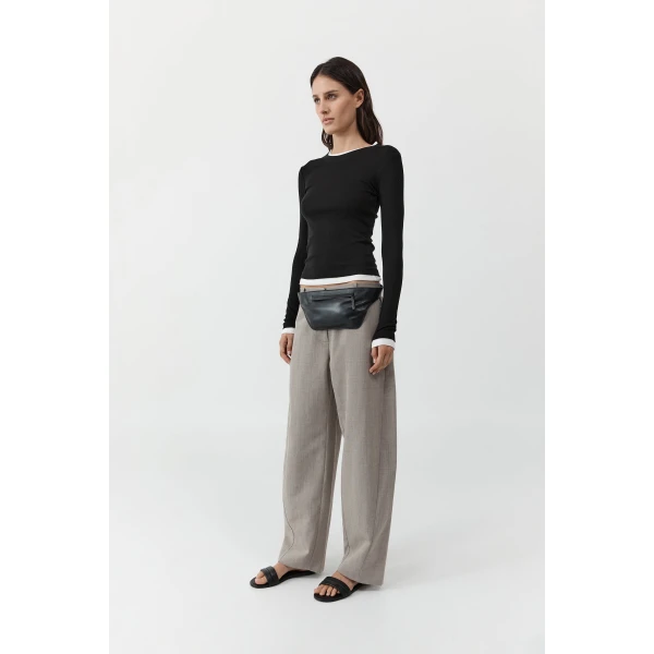 St. Agni Organic Cotton Layered Long Sleeve Top in Jet Black, view 6
