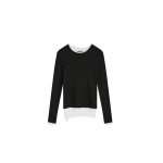 St. Agni Organic Cotton Layered Long Sleeve Top in Jet Black