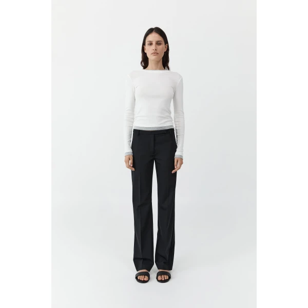 St. Agni Organic Cotton Layered Long Sleeve Top in White, view 5