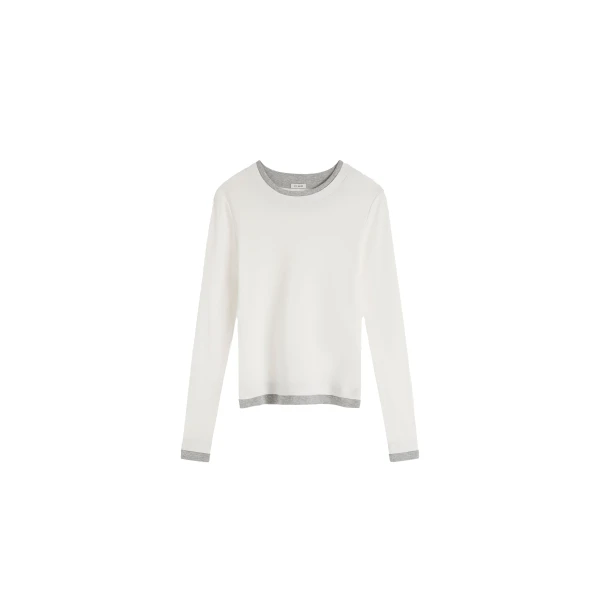 St. Agni Organic Cotton Layered Long Sleeve Top in White