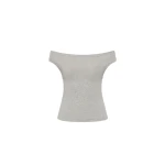 St. Agni Organic Cotton Off Shoulder Top in Grey Marle