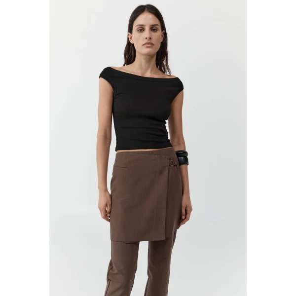 St. Agni Organic Cotton Off Shoulder Top in Jet Black, view 2