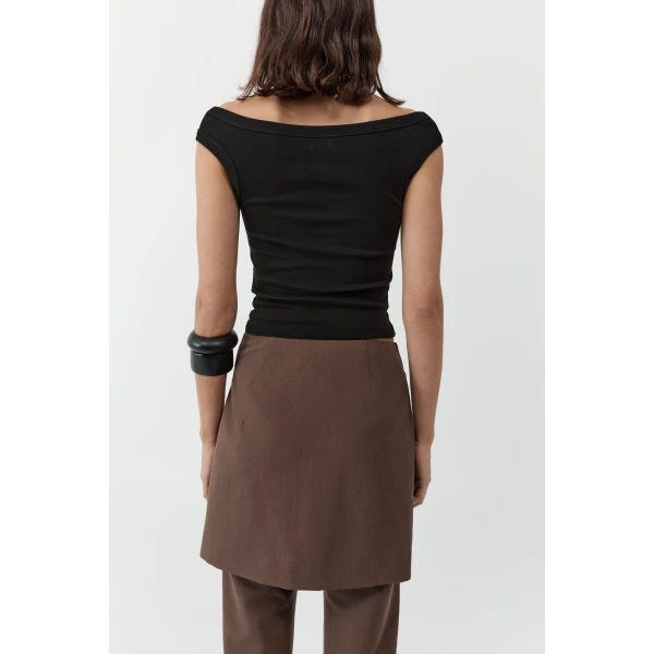 St. Agni Organic Cotton Off Shoulder Top in Jet Black, view 5
