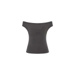 St. Agni Organic Cotton Off Shoulder Top in Soot