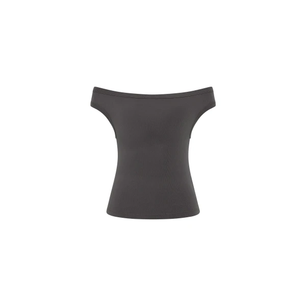 St. Agni Organic Cotton Off Shoulder Top in Soot
