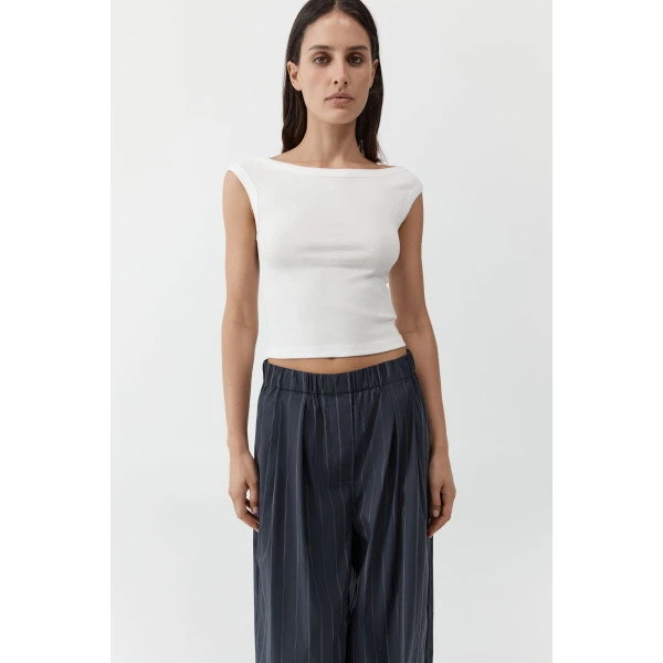 St. Agni Organic Cotton Off Shoulder Top in White, view 2