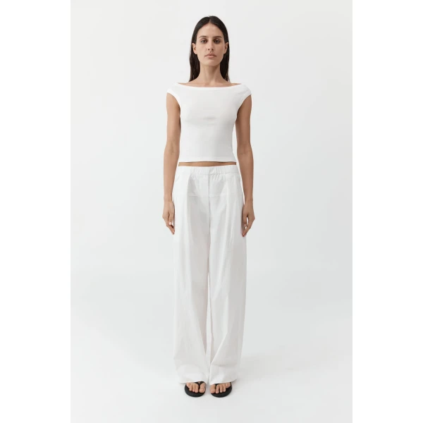 St. Agni Organic Cotton Off Shoulder Top in White, view 5