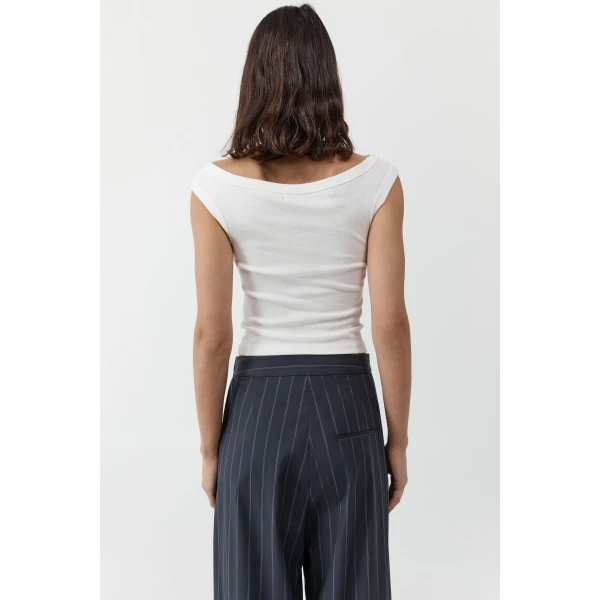 St. Agni Organic Cotton Off Shoulder Top in White, view 6