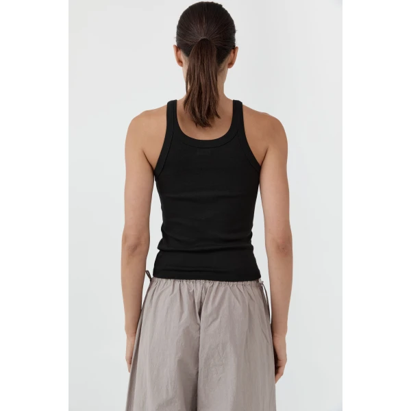 St. Agni Organic Cotton Racer Singlet in Jet Black, view 6