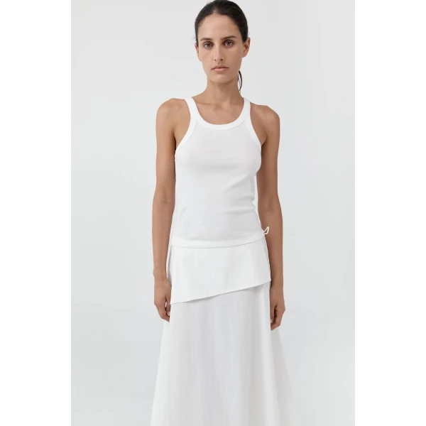 St. Agni Organic Cotton Racer Singlet in White, view 2