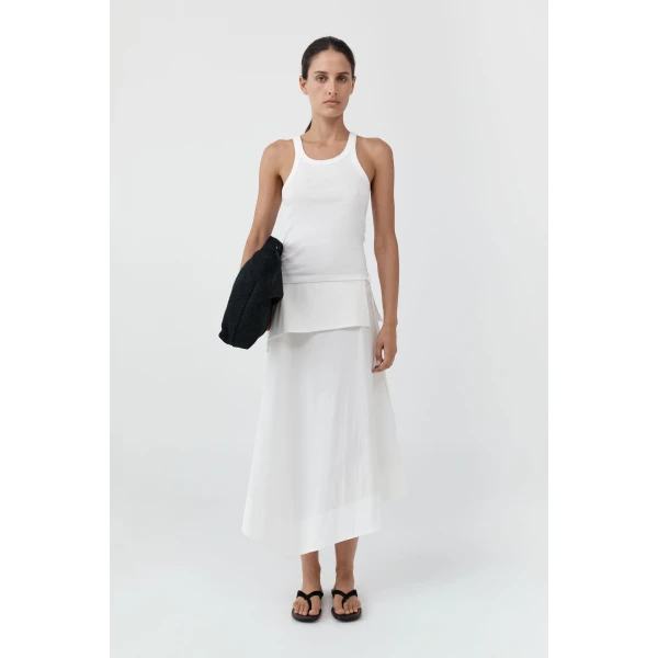 St. Agni Organic Cotton Racer Singlet in White, view 3
