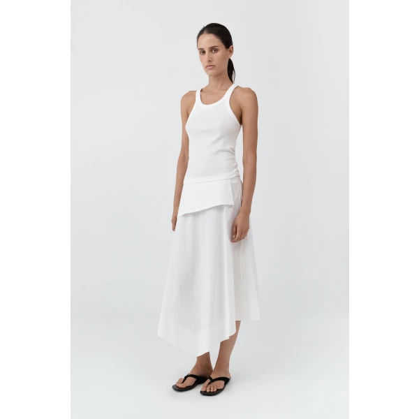St. Agni Organic Cotton Racer Singlet in White, view 6