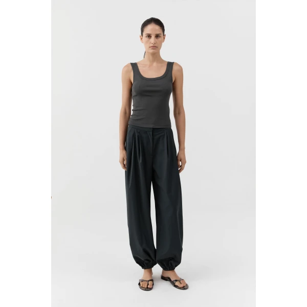St. Agni Organic Cotton Scooped Ballerina Top in Dark Moss, view 2