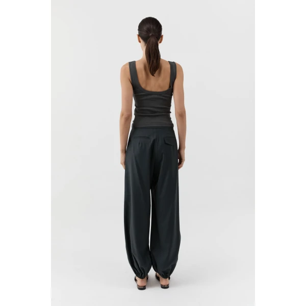 St. Agni Organic Cotton Scooped Ballerina Top in Dark Moss, view 6