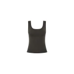 St. Agni Organic Cotton Scooped Ballerina Top in Dark Moss