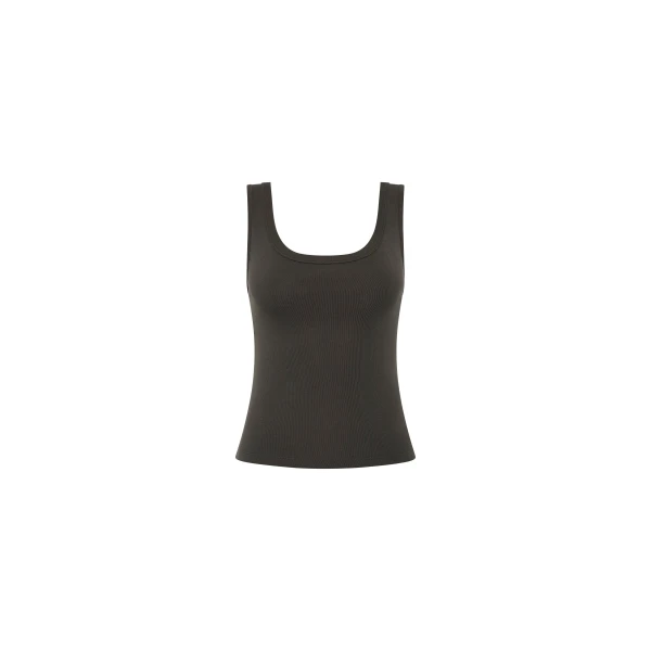 Organic Cotton Scooped Ballerina Top in Dark Moss