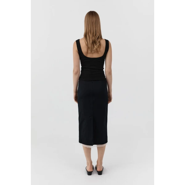 St. Agni Organic Cotton Scooped Ballerina Top in Jet Black, view 6