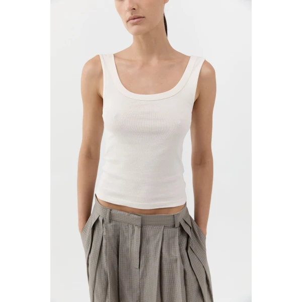 St. Agni Organic Cotton Scooped Ballerina Top in Talco, view 3