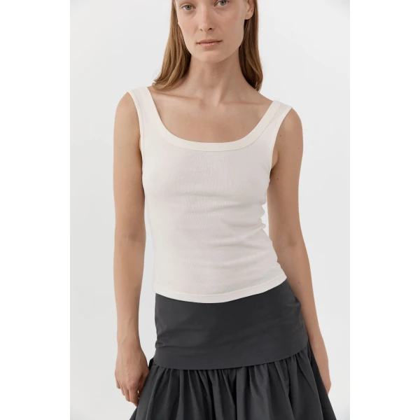 St. Agni Organic Cotton Scooped Ballerina Top in Talco, view 6