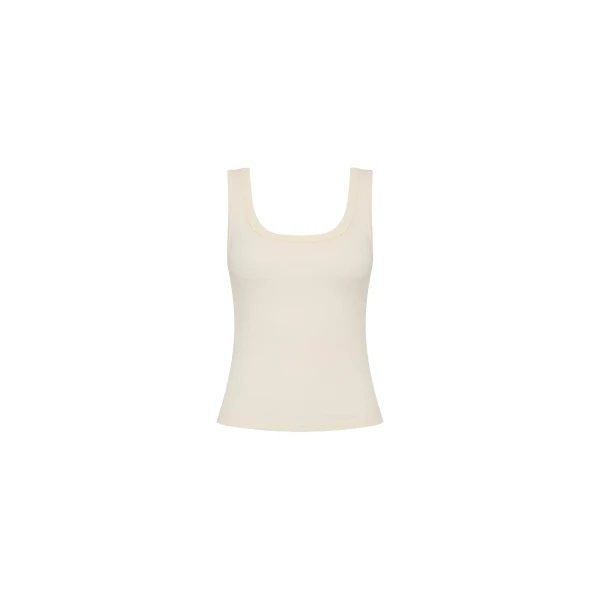 St. Agni Organic Cotton Scooped Ballerina Top in Talco