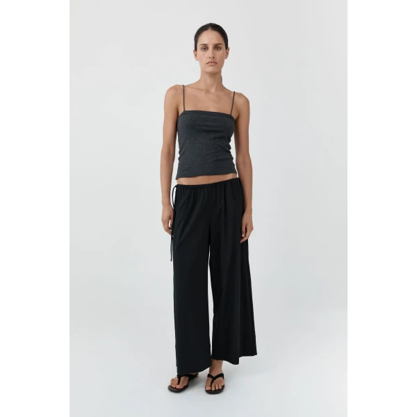 St. Agni Organic Cotton Square Neck Cami in Charcoal Melange, view 3
