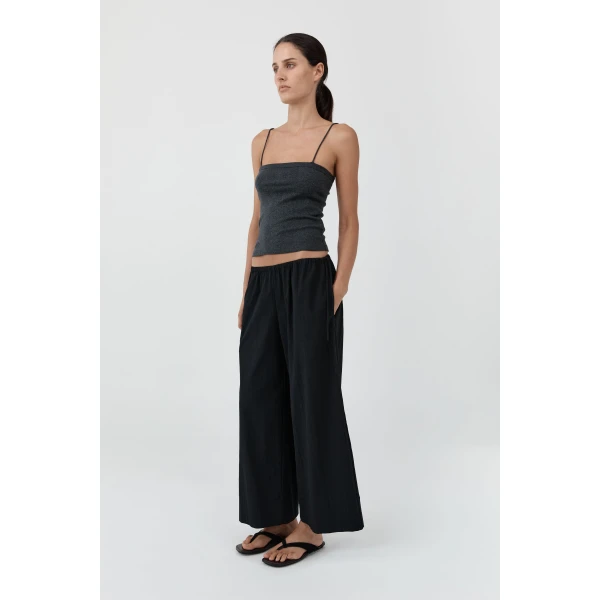 St. Agni Organic Cotton Square Neck Cami in Charcoal Melange, view 4