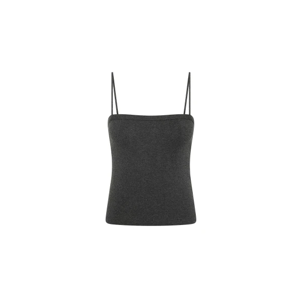 St. Agni Organic Cotton Square Neck Cami in Charcoal Melange